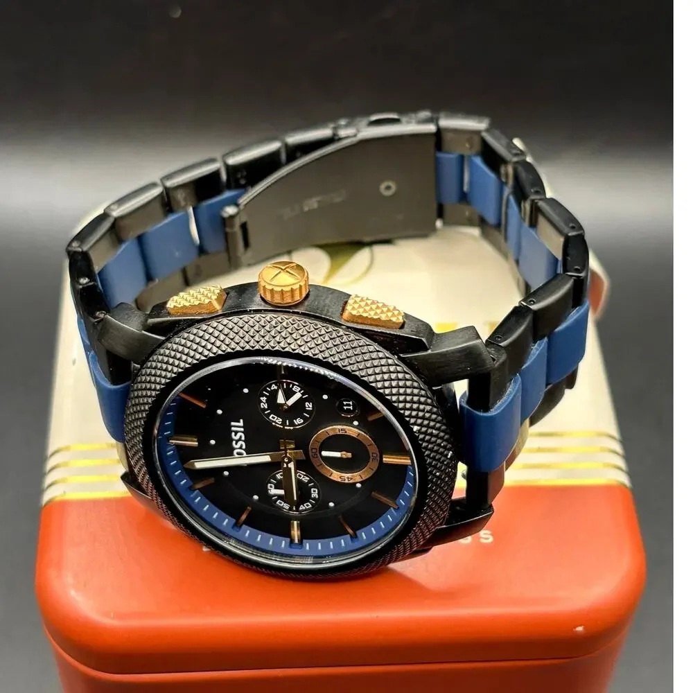 Fossil Machine FS5164 Chronograph Black Blue 45mm Men’s Watch